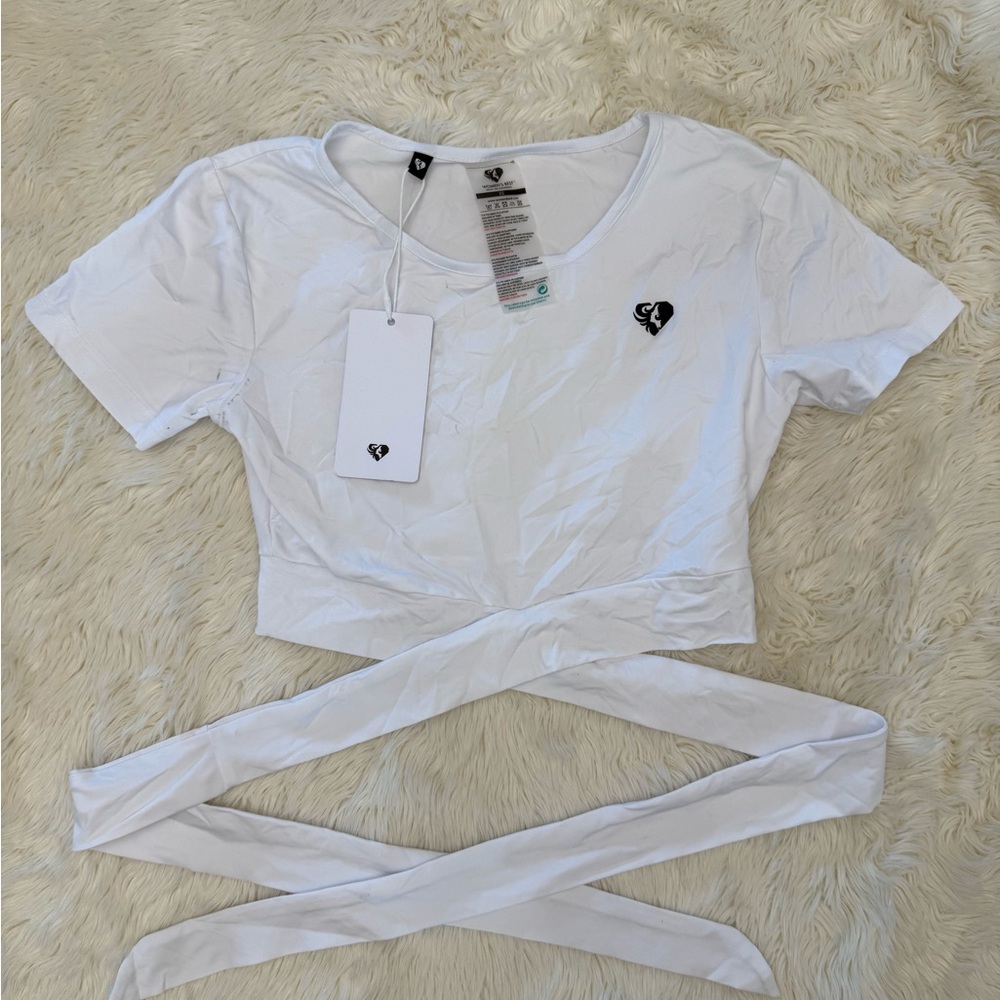 Women’s Best - White Crop Top with Wrap Detail